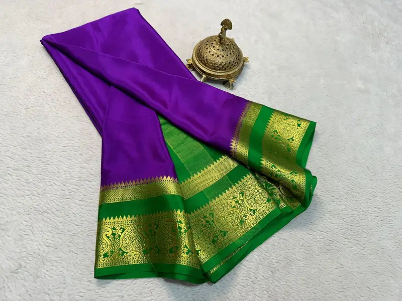 Pure semi crepe mysore silk saree - Image 7 in Hyderabad